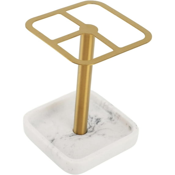 ABPETE Toothbrush Holder Stainless Steel Bathroom Toothbrush Storage Organizer Toothpaste Holder Stand Rack for Bathroom Vanity, Countertops (Gold)