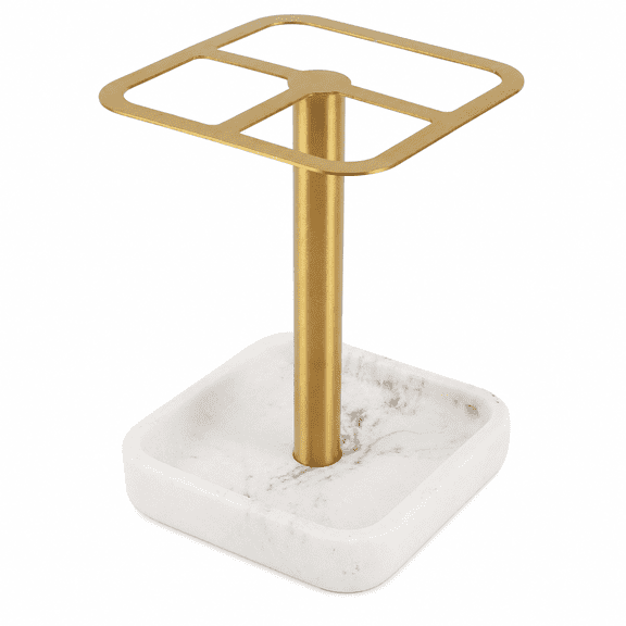 ABPETE Toothbrush Holder Stainless Steel Bathroom Toothbrush Storage Organizer Toothpaste Holder Stand Rack for Bathroom Vanity, Countertops (Gold)