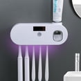 thumbnail image 1 of Toothbrush Holder Wall Mounted for Bathrooms, Smart Clean Toothbrush Holder with Solar Charging, Toothbrush Holder and Toothpaste Dispenser with 5 Toothbrush Slots (White), 1 of 6