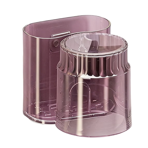Toothbrush Holder,Wall-Mounted Clear Toothbrush and Toothpaste Organizer with Cup for Bathroom Dormroom Hotel,Purple