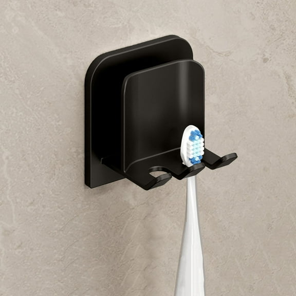 Toothbrush Holder Wall Mounted with Cup Holder for Bathroom, Self Adhesive Toothbrush Storage Organizer for Shower, Mini Toothbrush Hanger Rack for Dorm, Cabinet