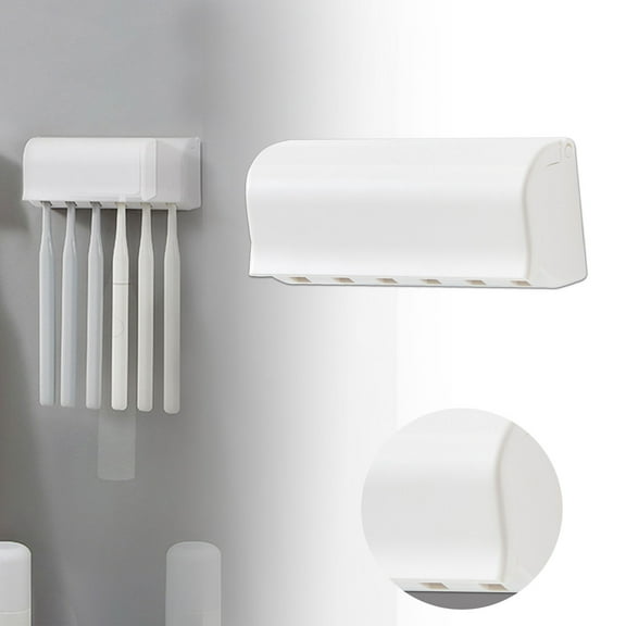 Toothbrush Holder Wall Mounted, Multi-Functional Toothbrush and Toothpaste Dispenser for Bathroom, with Toothbrush Slots,Toothpaste Squeezers