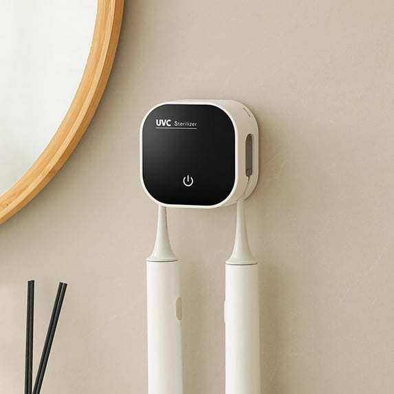 Toothbrush Holder Wall Mounted Toothbrush Holders with 2 Brush Slots Electric Toothbrush Stand with Cleaning & Drying A