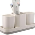 thumbnail image 1 of Toothbrush Holder for Bathroom, Electric Toothbrush Holder with Cups, Kids Bathroom Accessories Set with Toothpaste Holder, White, 1 of 17