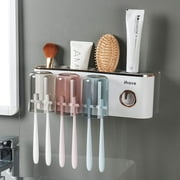 Toothbrush Holders Bathroom Accessories with Toothpaste Dispenser, 3 Cups Toothbrush Holder Wall Mounted Bathroom Decor