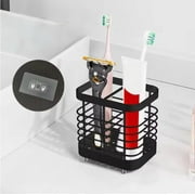Toothbrush Holders for Bathroom, Stainless Steel Electric Toothbrush Holder Wall Mounted with Drain Holes, Shower Toothbrush Toothpaste Holder, Bathroom Organizer Essentials, black