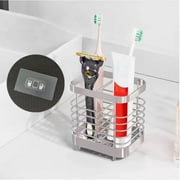 Toothbrush Holders for Bathroom, Stainless Steel Electric Toothbrush Holder Wall Mounted with Drain Holes, Shower Toothbrush Toothpaste Holder, Bathroom Organizer Essentials,  Silver