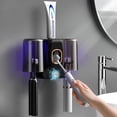 thumbnail image 1 of Toothbrush Holders for Bathrooms, Automatic Toothpaste Dispenser Space Saving Toothbrush and Toothpaste Holder，Toothbrush Holder Wall Mounted with 2 Cups for Bathroom, 1 of 7