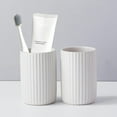 thumbnail image 1 of Toothbrush Holders for Bathrooms, Ceramic Tooth Brush Holder Set, Ribbed Bathroom Cups Tumbler, Reusable Toothbrush Mouthwash Cup, Toothpaste Holder Toothbrush Organizer for Bathroom Counter, 1 of 4