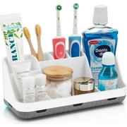 Toothbrush Holders for Bathrooms Countertop Organizer -  Electric Toothbrush and Toothpaste Holder Detachable 7 Slots Tooth Brush Organization Bathroom Accessories Storage Vanity, White