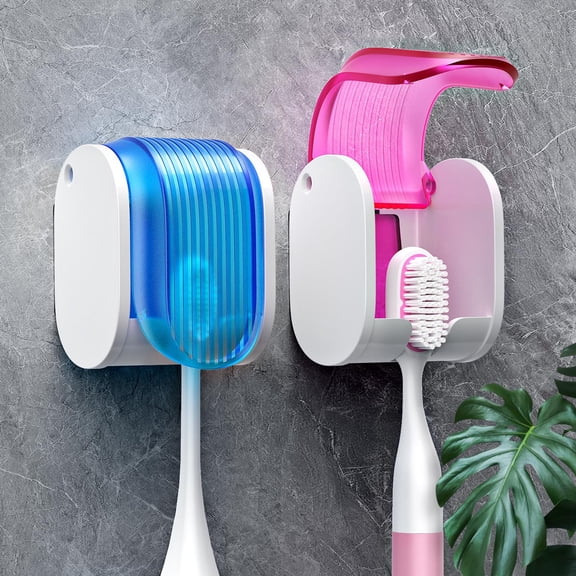 Toothbrush Holders for Bathrooms【Upgrade Single Slot Design】 Toothbrush Holder Wall Mounted with Cover Moisture-Proof and Dust-Proof Toothbrush Storage Organizer for Shower Family and Travel 3PCS
