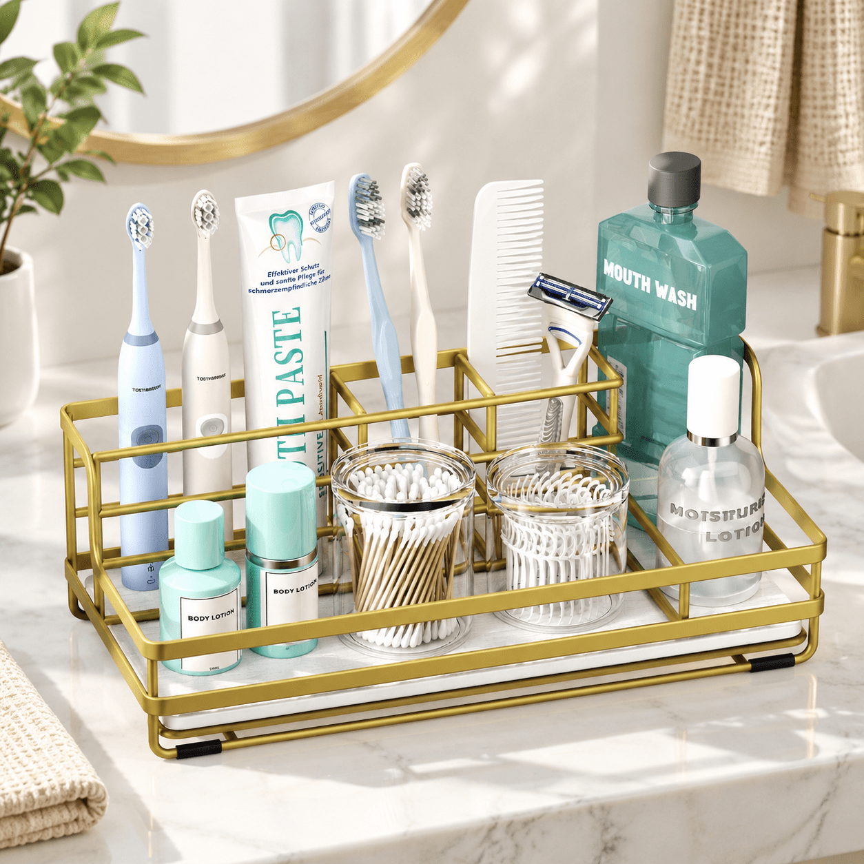 Toothbrush Holders For Bathroom - 5 Partitions Counter Organizer ...