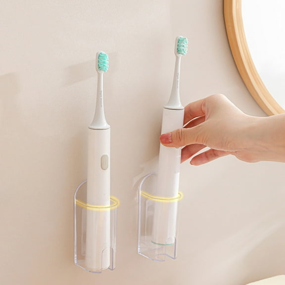 Toothbrush Holders For Bathroom No Punch Wall Mount Adhesive Toothbrush Storage Base Organizer Space Saving Design For Sink Area Toothbrush Organizer
