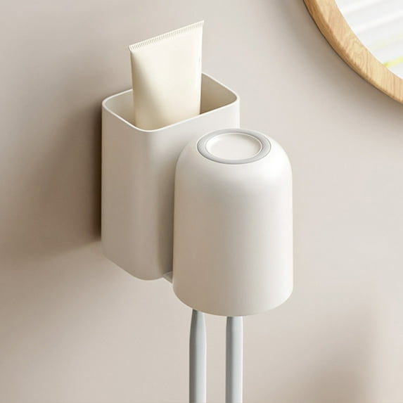 Toothbrush Holders For Bathrooms Shower Wall Mount Toothbrush Organizer With Mouthwash Cup Easy To Clean Toothbrush Hanger