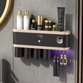 thumbnail image 1 of Toothbrush Holders Wall-Mounted, Multi-Functional Toothbrush and Toothpaste Dispenser with Cleaning Function, Toothbrush Holder for Bathrooms with 4 Cups 4 Brush Slots and Storage Organizer (4 Cups), 1 of 8