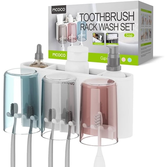 Toothbrush Holders for Bathrooms Wall Mounted Toothbrush Holder with 3 Large Storage Slot Tooth Brush Holder 3-Cup