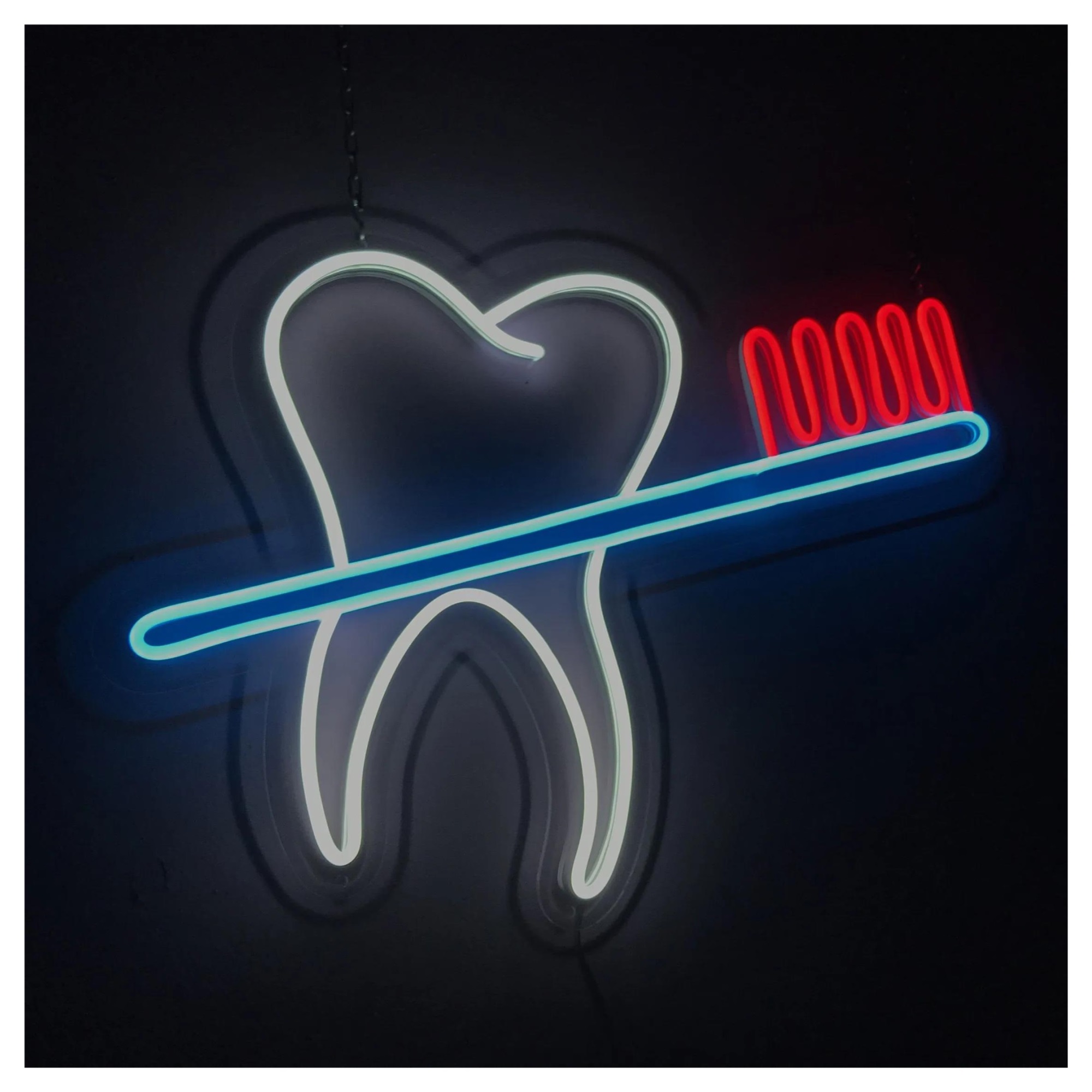 Toothbrush LED Neon Sign USB Powered Adjustable Brightness Dental Tooth ...
