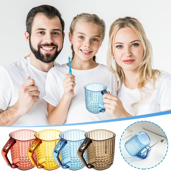 Toothbrush and Mouthwash Rinse Cup | High-Gloss Transparent Plastic | Glass-Look Crystal Style | Durable Lightweight Shatter-Resistant | Easy Clean | Home Bathroom Décor | 1 Piece