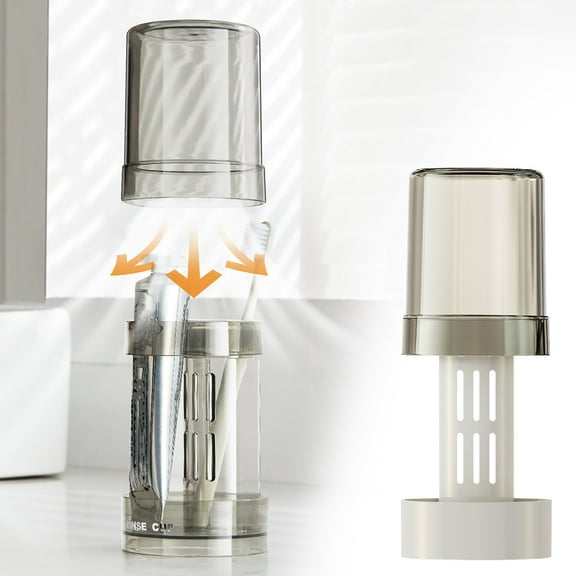 Toothbrush Organizer – Countertop Storage Rack | Wash Cup Holder, Travel Toothbrush Case, Food Grade Plastic | Folding Handle | Matte Finish | Single Unit