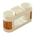 thumbnail image 1 of Toothbrush Organizer Shelf with Cup Holder - 9 in Plastic Bathroom Sink Storage Rack, Ventilated Drain Tray for Toothpaste/Mouthwash (Yellow)​, 1 of 6