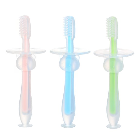 Toothbrush,Pcs Baby Suction Swallow Toothbrush Silicone 3 Infant Bristles Baby Teether Babies Babies Toy Silicone Toothbrushes Teether Toothbrushes Teether & Green &  3 PCS