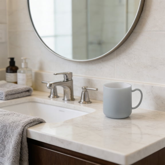 Toothbrush Rinse Cup for Bathroom Sink – Thick Plastic Mouthwash Tumbler with Wide Stable Base, Easy to Clean, Ideal for Dorms and Student Washbasins