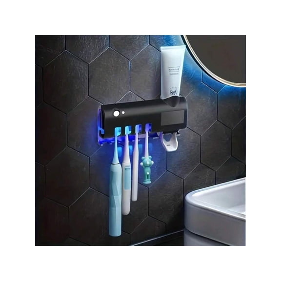 Toothbrush Sanitizer Holder For Bathrooms, Toothbrush Cleaner Wall Mounted, Automatic Toothpaste Dispenser For Equipped With 4 Slots, Rechargeable Toothbrush Cleaning Stand