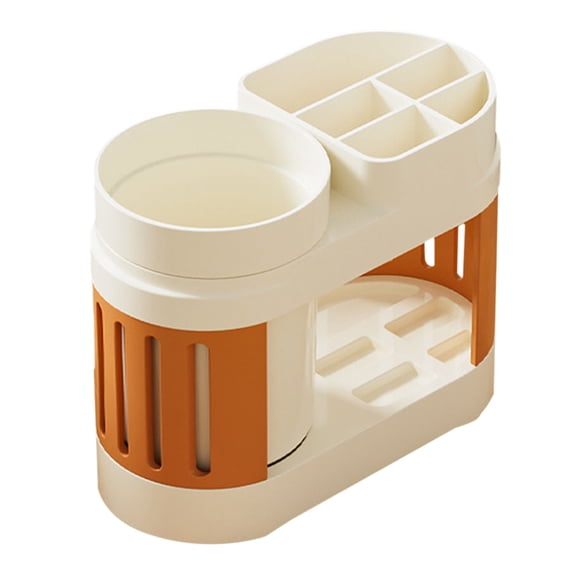 Toothbrush Shelf Organizer with Cup Holder and Drainage | Bathroom & Kitchen Storage Solution for Toiletries, Toothbrushes, and Cups | Durable Waterproof Plastic Design