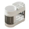 thumbnail image 1 of Toothbrush Shelf Organizer with Cup Holder and Drainage | Bathroom & Kitchen Storage Solution for Toiletries, Toothbrushes, and Cups | Durable Waterproof Plastic Design, 1 of 5