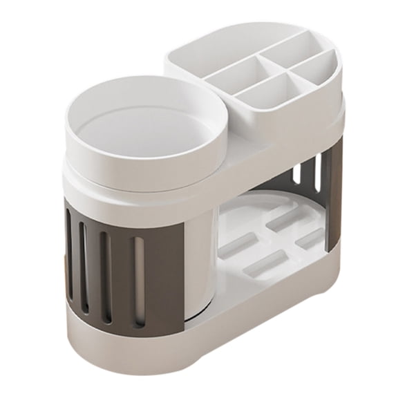 Toothbrush Shelf Organizer with Cup Holder and Drainage | Bathroom & Kitchen Storage Solution for Toiletries, Toothbrushes, and Cups | Durable Waterproof Plastic Design