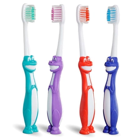 Toothbrush Stage 2 Kid's Dinosaur Suction Cup, Assorted Colors & Characters 4/pkg .