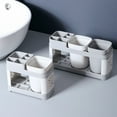 thumbnail image 1 of Toothbrush Stand Organizer | Plastic Detachable Toothbrush Holder Rack | Gray | Compartment Storage for Toothpaste Brushes | Bathroom Vanity Shelf | 1pc 23x12x7.5cm, 1 of 6