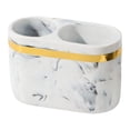 thumbnail image 1 of Toothbrush Stand Toothpaste Holder Makeup Brush Organizer Double Compartment Resin for Home or Hotel Bathroom Countertop, 1 of 9
