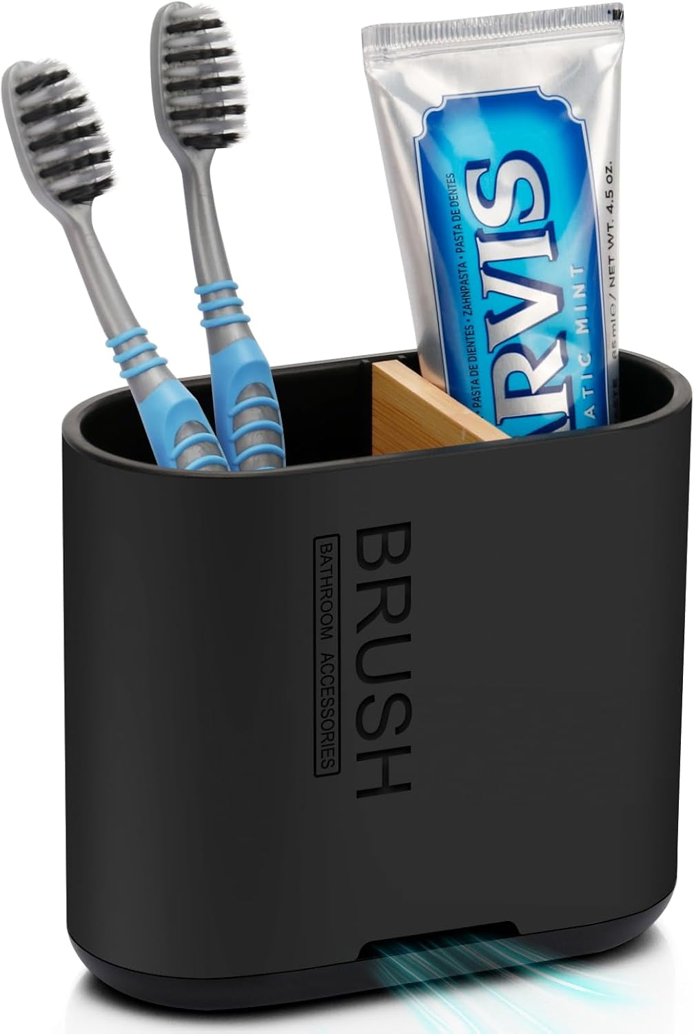 Toothbrush and Toothpaste Holder with Bamboo Divider for Bathroom ...