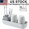 thumbnail image 1 of Toothbrush & Toothpaste Holder Set - 3 Slots, Cup, Bathroom Storage,White-Family, 1 of 6