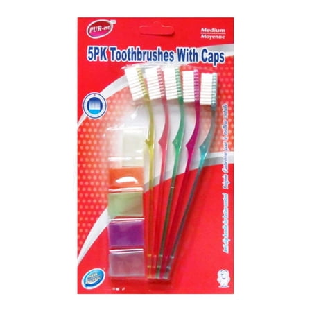 Purest Toothbrush with Caps 5 in 1 Pack Model 311942 Travel Hygiene Set