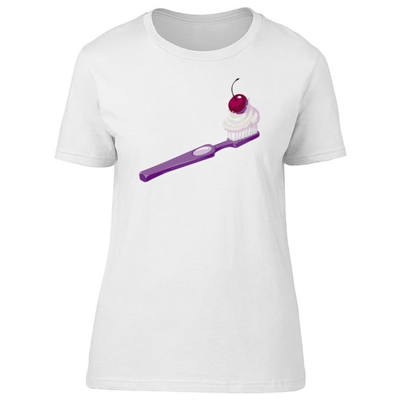 Toothbrush With Cherry T-Shirt Women -Image by Shutterstock, Female Small