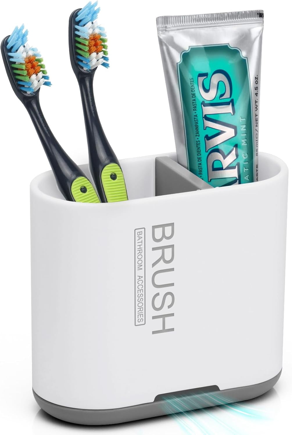 Toothbrush and Toothpaste Holder with Bamboo Divider for Bathroom ...