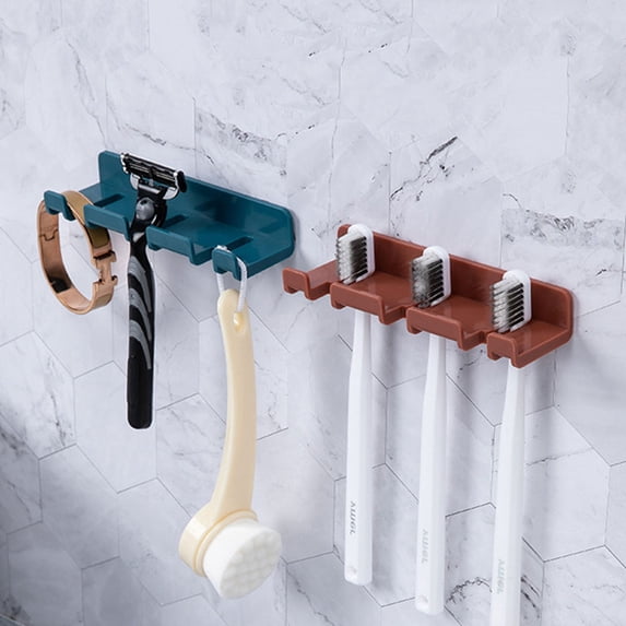 5pcs Toothbrush Holder Wall Storage Rack in Assorted Color for Bathroom Use Made of ABS Durably