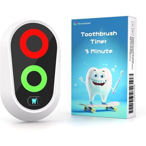 Toothbrushing Timer for Kids 2 to 3 Minutes, Funny Novelty Gift for Kids Adults, Magnetic Waterproof Timer with Color Lights in Bathroom for Children Training Coach (White)