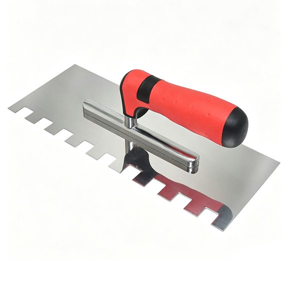 Toothed Trowel Stainless Steel Notched Trowel with Soft Grip, Notched Trowel for Laying Tiles, Concrete Leveling