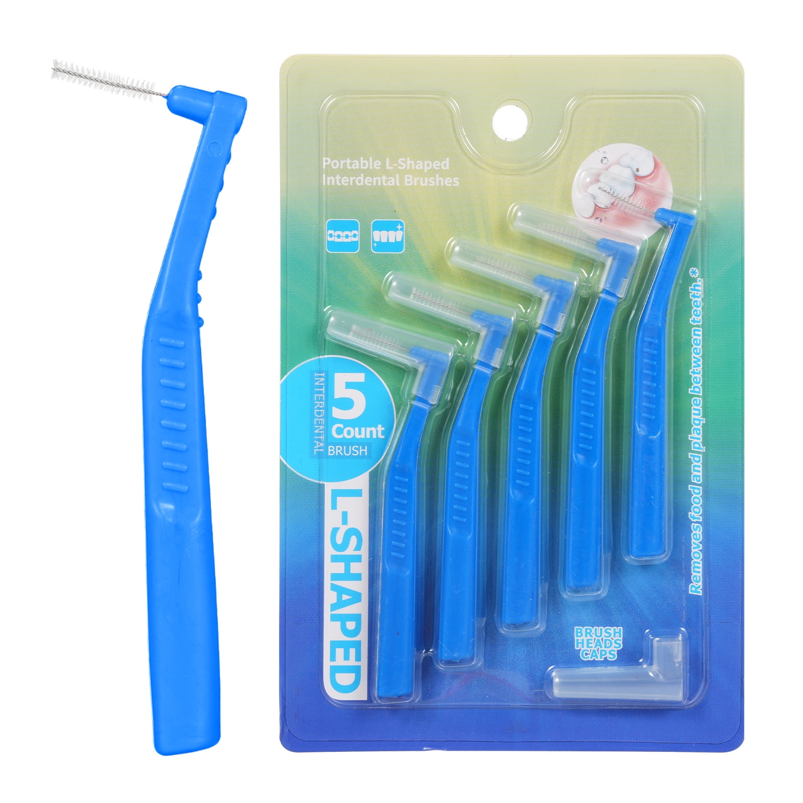 Toothed board brush suits, L Shaped Interdental Brush Set 5PCS for Oral