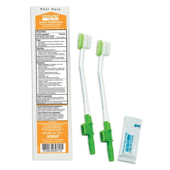 Toothette Suction Toothbrush Kit with 6173, 100 Ct