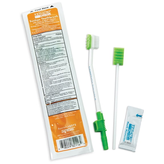 Toothette Suction Toothbrush System with Mouth Moisturizer, 100 Ct