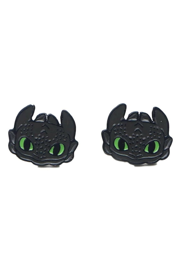 Toothless Dragon Night Fury Face Metal Stud Earrings