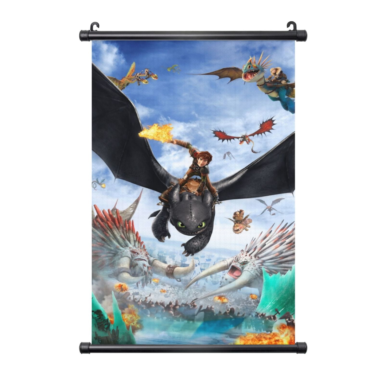 Toothless Poster Aesthetic Canvas PVC Shaft Wall Art Hanging Hanger ...