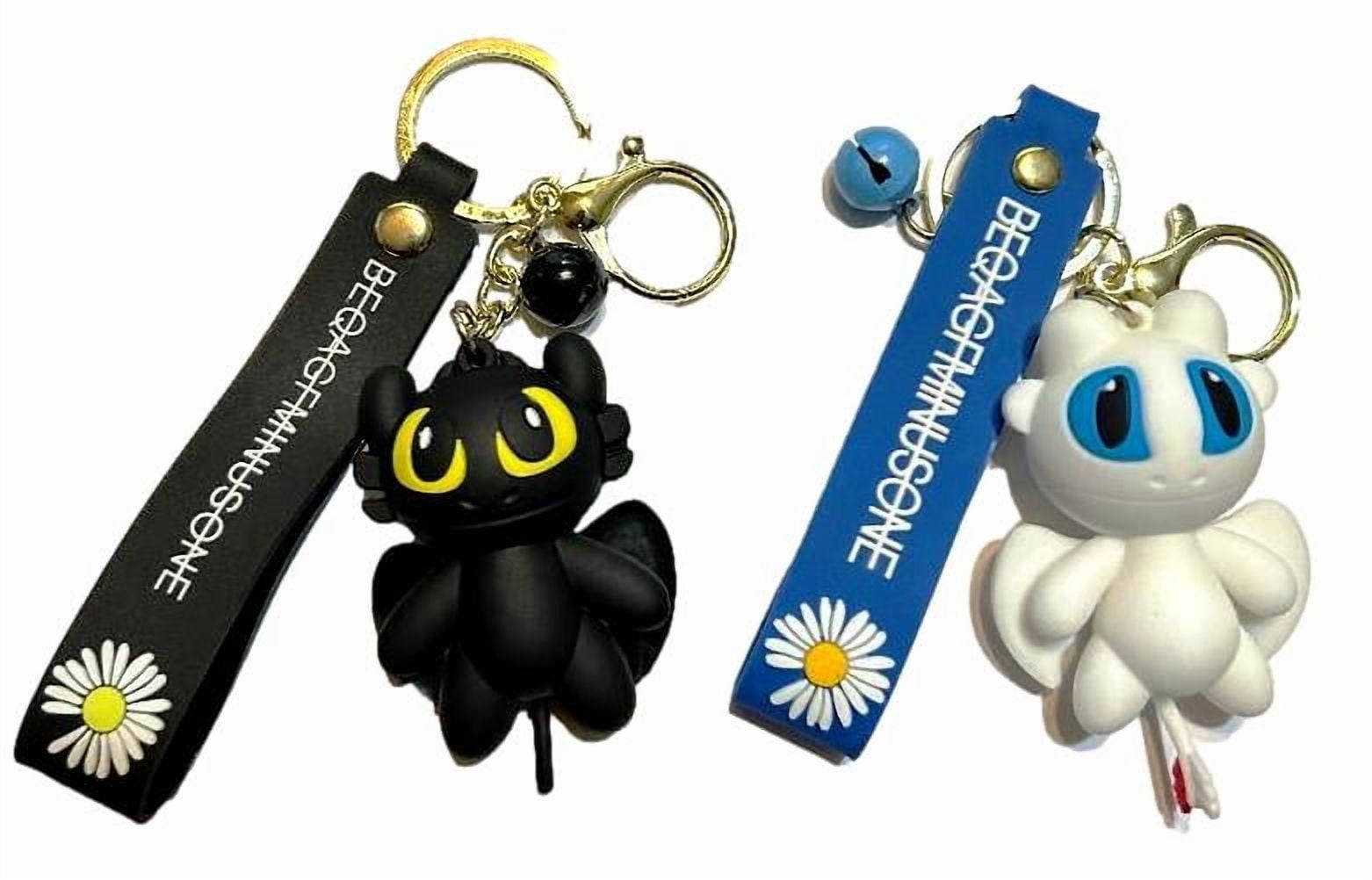 Toothless and Light Fury Blue Strap 3D Silicone Charm Keychain Keyrings ...