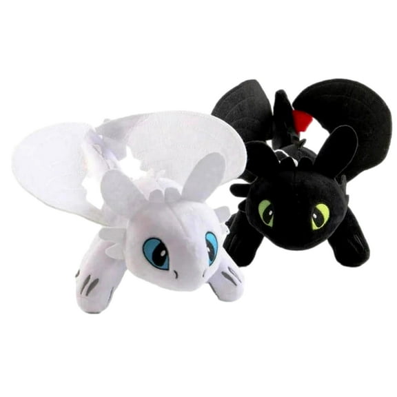 Toothless and Light Fury Dragons 10 inch Long Plushies