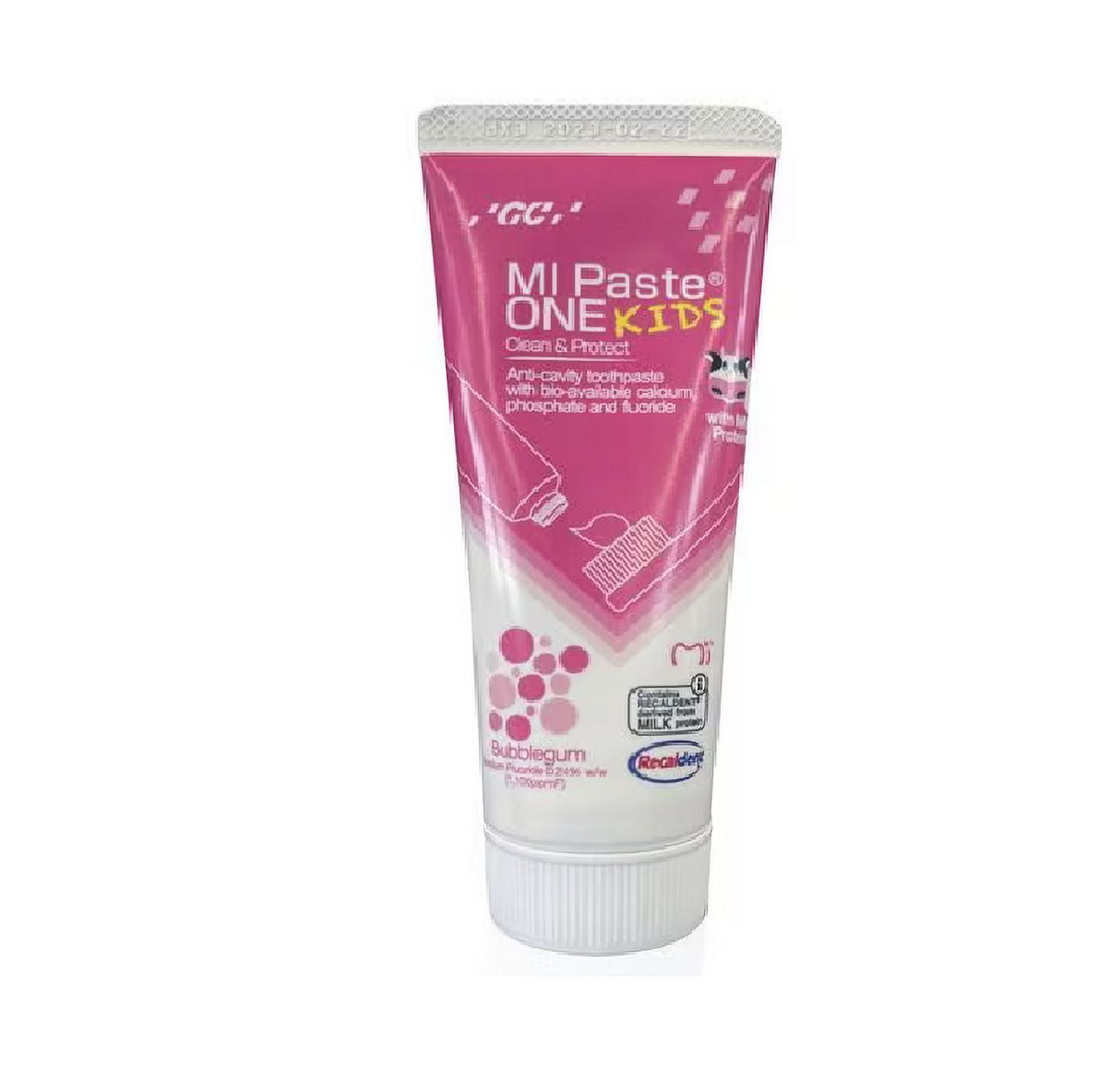 Toothpaste Bubblegum Flavor 35ml Mipaste, One Tube for Kids Tooth Care Clean Protect