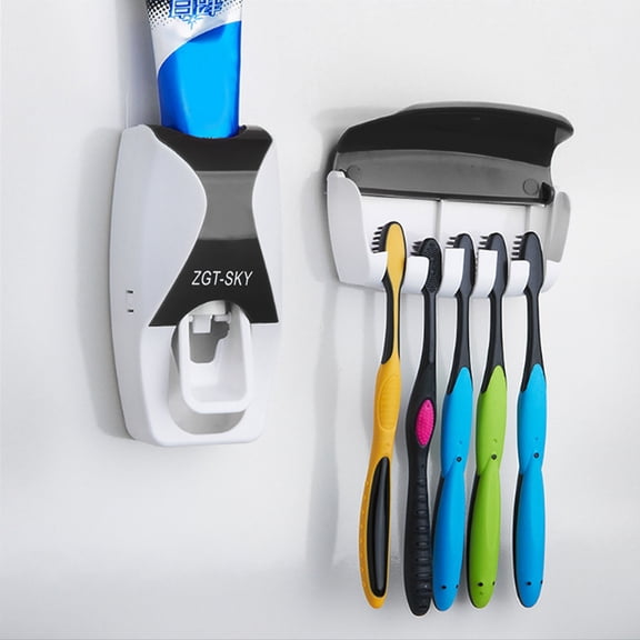 Toothpaste Holder, 6.3x2.4x2.8in Toothpaste Squeezer, Safe And Wall Mounted Toothpaste Dispenser No Need To Drill For Bathroom Hotel Black
